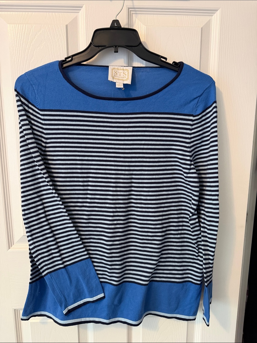 Sail to Sable Blue and Navy Striped Long Sleeve Top